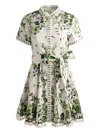 Alice And Olivia Lucy Rolled Sleeve Mini Shirt Dress Ivy Romance In White