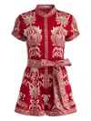 Alice And Olivia Alice + Olivia Lucy Cotton Short Romper In Multi