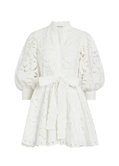 Alice And Olivia Alice + Olivia Lucy Embroidered Cotton Mini Shirt Dress In Multi