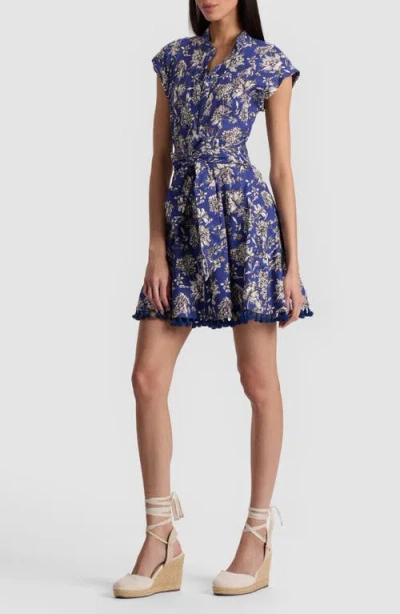 Alice And Olivia Alice + Olivia Lucy Floral Tassel Detail Stretch Cotton Minidress In Purple