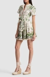 Alice And Olivia Lucy Rolled Sleeve Mini Shirt Dress Ivy Romance In Multi