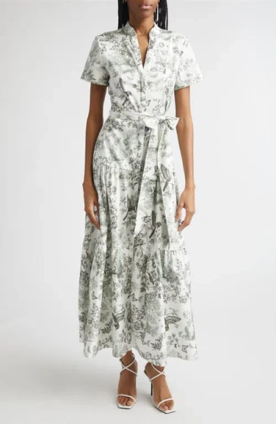Alice And Olivia Alice + Olivia Lucy Toile Print Belted Maxi Shirtdress In Multi