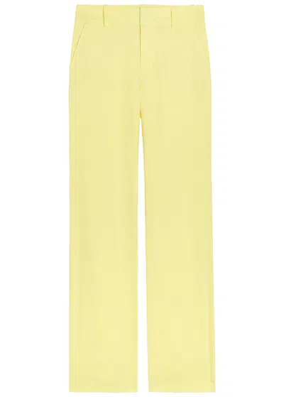 Alice And Olivia Alice + Olivia Lula Flared-leg Linen-blend Trousers In Yellow