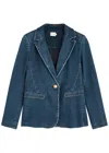 Alice And Olivia Macey Notch Collar One Button Blazer In Denim