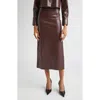 Alice And Olivia Alice + Olivia Maeve Faux Leather Midi Skirt In Brown