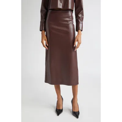 Alice And Olivia Alice + Olivia Maeve Faux Leather Midi Skirt In Brown