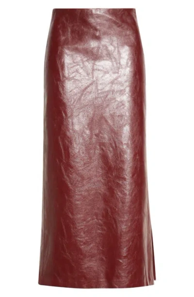 Alice And Olivia Alice + Olivia Maeve Faux Leather Midi Skirt In Cognac