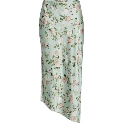 Alice And Olivia Maeve Asymmetrical Slip Skirt Garden Gossip Light Sage In Green