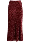 Alice And Olivia Sequin-embellished Flared Skirt In Dark Red