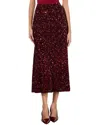 Alice And Olivia Sequin-embellished Flared Skirt In Burgundy