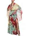 Alice And Olivia Malinda Chiffon-paneled Floral-print Twill Maxi Dress In Multi