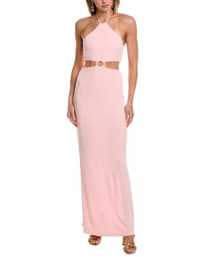 Alice And Olivia Marguerite Cutout Jersey Halterneck Maxi Dress In Baby Pink
