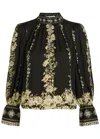 Alice And Olivia Floral Marion Blouse In Black