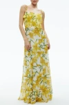 Alice And Olivia Marna Tiered Midi Tie Strap Dress In Stargazer Multi Lg