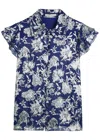Alice And Olivia Martel Flutter-sleeve Blouse In Blue