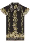 Alice And Olivia Alice + Olivia Martel Floral-print Cotton And Silk-blend Blouse In Black