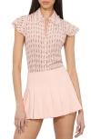 Alice And Olivia Martel Flutter Sleeve Silk Blouse In Sundae Pink Bloom