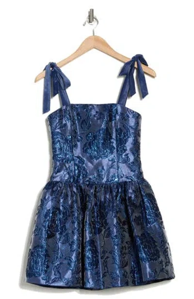 ALICE AND OLIVIA ALICE + OLIVIA MARYANN TIE STRAP FLORAL FIT & FLARE MINIDRESS