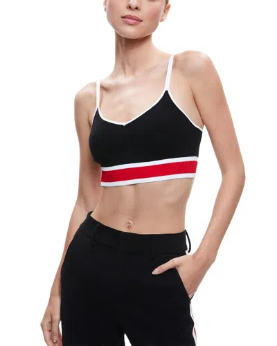 Alice And Olivia Alice + Olivia Maude Wool-blend Bralette In Black/perfect Ruby