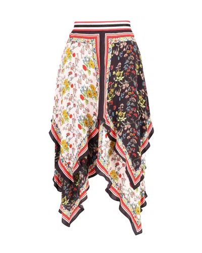 Alice And Olivia Alice + Olivia Maura Tiered Hankderchief Hem Skirt In Multicolor Polyester