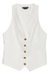 Alice And Olivia Mazie Linen Vest In Off White