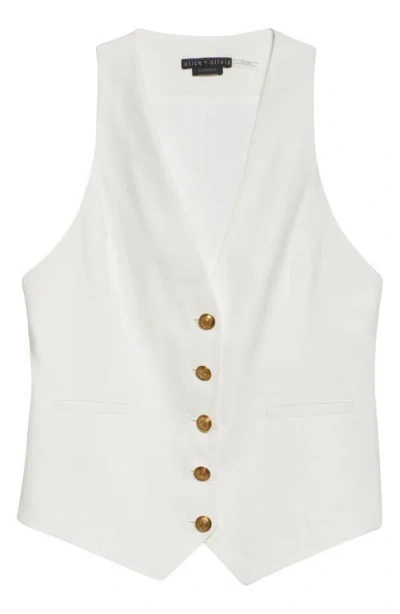 ALICE AND OLIVIA ALICE + OLIVIA MAZIE DEEP V-NECK LINEN BLEND VEST