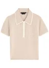 Alice And Olivia Alice + Olivia Meda Cropped Stretch-wool Polo Shirt In Beige