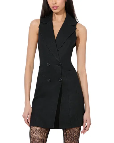 Alice And Olivia Alice + Olivia Meritt Linen-blend Dress In Black