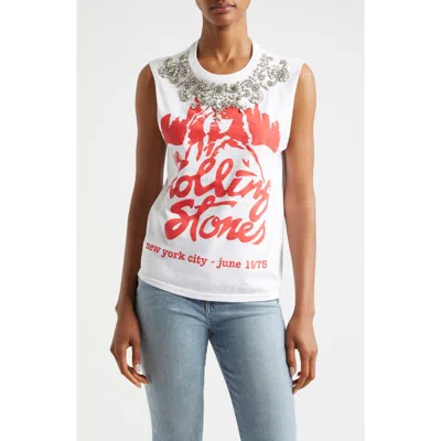 ALICE AND OLIVIA ALICE + OLIVIA MICAH EMBELLISHED MUSCLE GRAPHIC TANK