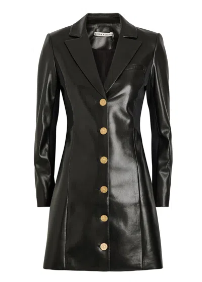 Alice And Olivia Alice + Olivia Michelle Faux Leather Mini Blazer Dress In Black