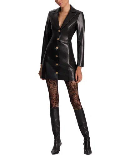 Alice And Olivia Michelle Fitted Faux Leather Blazer Dress In Black
