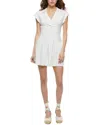 Alice And Olivia Mila Faux Leather Twist Front Cap Sleeve Dress In Off White