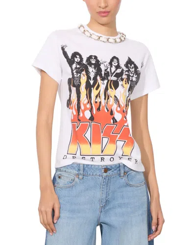 Alice And Olivia Miller Printed Cotton-jersey T-shirt In White