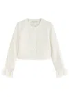 Alice And Olivia Tweed Millie Jacket In Off White