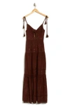 Alice And Olivia Minka Tie-front Embroidered Maxi Day Dress In Burgundy