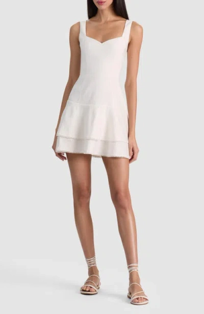 Alice And Olivia Alice + Olivia Miriam Picot Trim Linen Blend Minidress In White