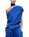 Alice And Olivia Mitsuko Draped One Shoulder Asymmetric Blouse With Scarf