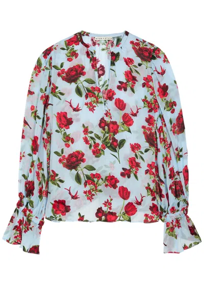 Alice And Olivia Moranne Floral-jacquard Mesh Blouse In Multi