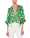 Alice And Olivia Moranne Silk-blend Top In Green