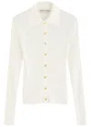 Alice And Olivia Nealie Ribbed Polo Sweater In Off White