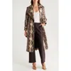 Alice And Olivia Nevada Drapey Mid Length Trench Coat In Animal Print