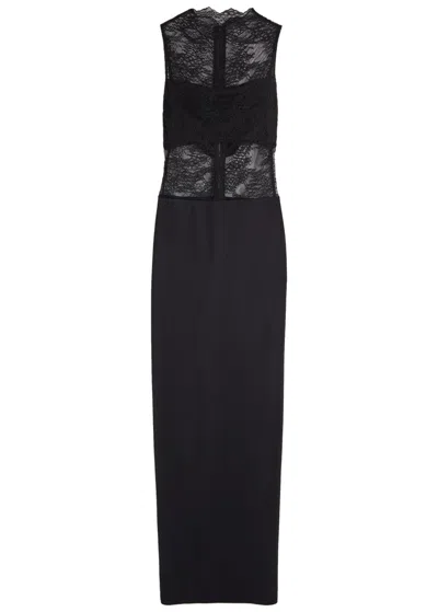 ALICE AND OLIVIA ALICE + OLIVIA NICHOL LACE AND SATIN MAXI DRESS
