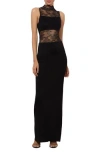 Alice And Olivia Nichol Sleeveeless Lace Maxi Dress In Black