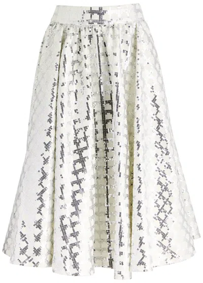 ALICE AND OLIVIA ALICE + OLIVIA NILDA SEQUIN-EMBELLISHED TWEED MIDI SKIRT