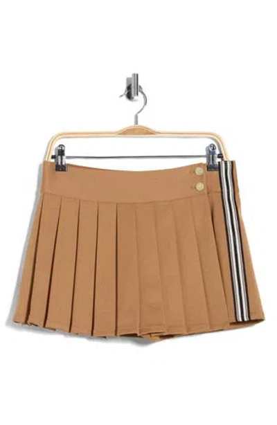 Alice And Olivia Noah Pleated Skirt-effect Crepe Shorts In Brown