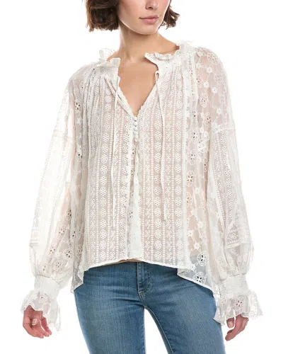 Alice + Olivia Norah Eyelet Peasant Blouse