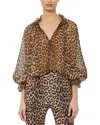 Alice And Olivia Norah Ruffled Leopard-print Silk-chiffon Blouse In Brown