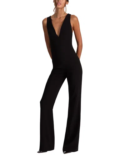 Alice And Olivia Alice + Olivia Nova Deep V Neck Cape Jumpsuit In Black
