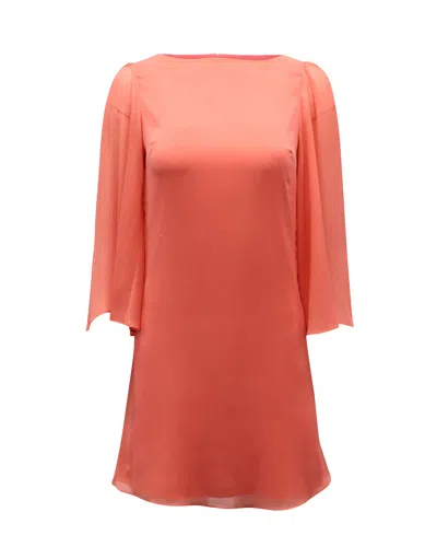 Alice And Olivia Alice + Olivia Odette Georgette Dress In Peach Polyester In Pink
