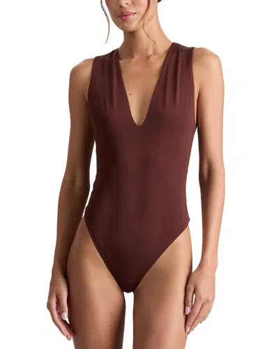 Alice And Olivia Olea Bodysuit In Brown